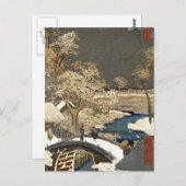 Japanische Brücke im Schnee Postkarte (Vorne/Hinten)