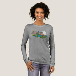 Japanische Brücke mit Peacocks Langärmeliger T - S Tri-Blend Shirt
