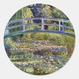 Japanische Brücke Monet Fine Art Runder Aufkleber