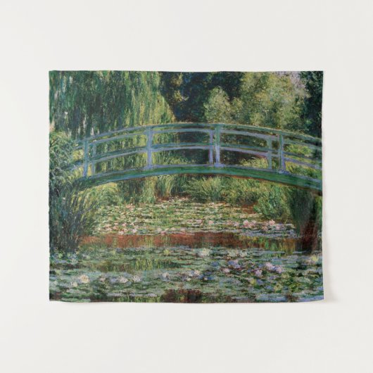 Japanische Brücke über den Water Lily Pond by Mone Wandteppich (Vorderseite (Horizontal))