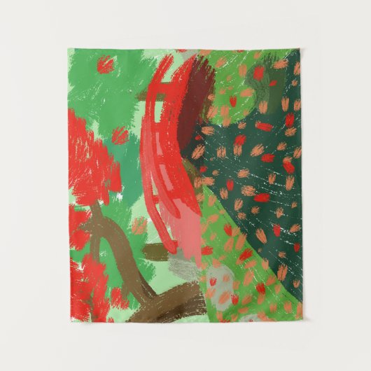 Japanische Brücke unter Ahorn Wandteppich (Vorderseite)