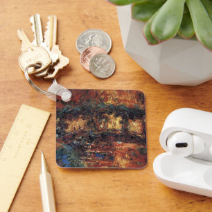 Japanische Brücke von Claude Monet, Vintage-Fine-A Schlüsselanhänger