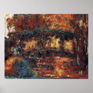 Japanische Brücke von Claude Monet, Vintage Kunst Poster