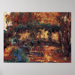 Japanische Brücke von Claude Monet, Vintage Kunst Poster