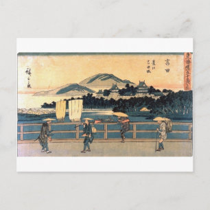 Japanische Brückenüberquerung Vintage-Holzschnittk Postkarte