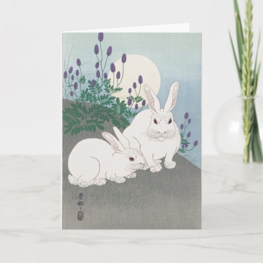 JAPANISCHE BUNNY AND MOON FOLGREETING CARD KARTE (Vorderseite)