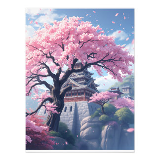 Japanische Burg im Kirschblütenfrühling – Elegant Fotodruck
