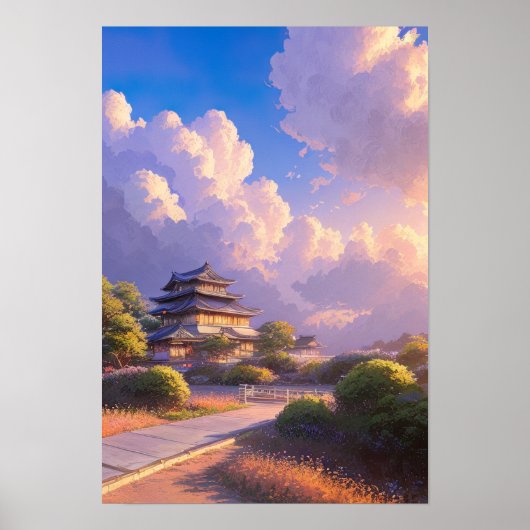 Japanische Burg in Dusk Poster (Vorne)