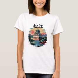 Japanische Burg Sunset - Vintages Landschaftliches T-Shirt