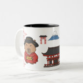 Japanische Capybara-Tasse | Niedlicher Kaffee-Cup Zweifarbige Tasse (Vorderseite Links)