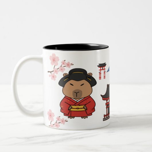 Japanische Capybara-Tasse | Niedlicher Kaffee-Cup Zweifarbige Tasse (Links)