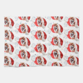 Japanische Chin Dog Breed Weihnachtsstars Geschirrtuch (Horizontal)