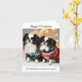 Japanische Chin Hunde in Weihnachten Sweaters Karte (Gelbe Blume)