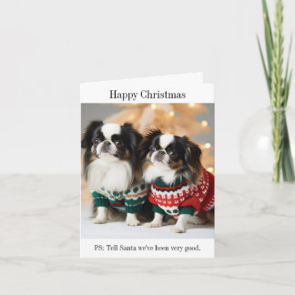 Japanische Chin Hunde in Weihnachten Sweaters Karte