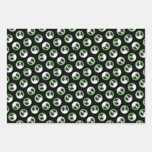 Japanische Chin Puppy-Malerei Originale Hundkunst Geschenkpapier Set (Vorderseite 3)