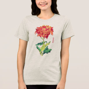 Japanische Chrysantheme Botanische Kunst Tri-Blend Shirt