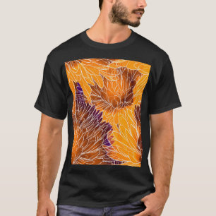 Japanische Chrysantheme: Nahtloses Wasserfarbenmus T-Shirt