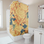 Japanische Chrysanthemen: gelbes Blumenmuster. Duschvorhang (Beispiel)