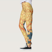 Japanische Chrysanthemen: gelbes Blumenmuster. Leggings (Links)