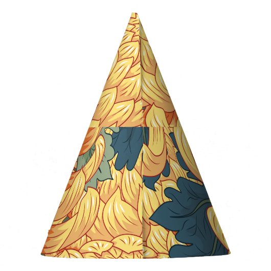 Japanische Chrysanthemen: gelbes Blumenmuster. Partyhütchen (Rückseite)