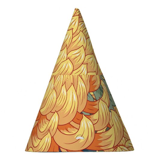 Japanische Chrysanthemen: gelbes Blumenmuster. Partyhütchen (Rechts)