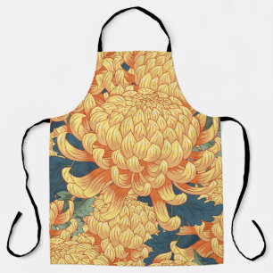 Japanische Chrysanthemen: gelbes Blumenmuster. Schürze
