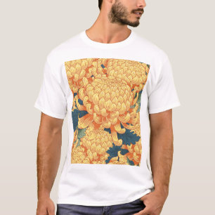Japanische Chrysanthemen: gelbes Blumenmuster. T-Shirt