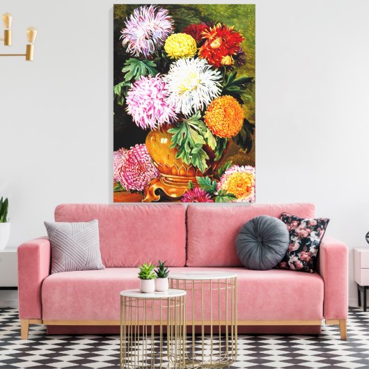 Japanische Chrysanthemen, Kunstmalerei Leinwanddruck (Insitu (Wohnzimmer))
