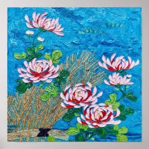Japanische Chrysanthemen nach Van Gogh Poster