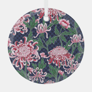 Japanische Chrysanthemen-Pfingstrosen im Vintage-M Ornament Aus Glas