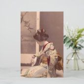 Japanische Dame Geisha Asian Vintage Art Briefpapier (Stehend Vorderseite)
