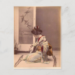 Japanische Dame Geisha Asiatische Vintage-Kunst Postkarte