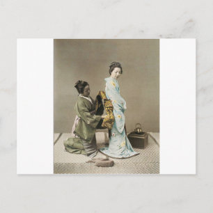 Japanische Dame Geisha Asiatische Vintage-Kunst Postkarte