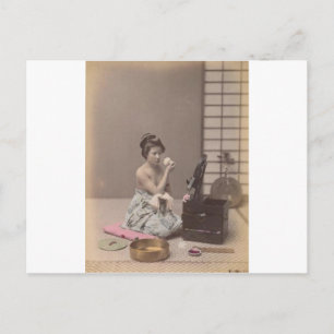 Japanische Dame Geisha Asiatische Vintage-Kunst Postkarte