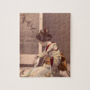 Japanische Dame Geisha Asiatische Vintage-Kunst Puzzle