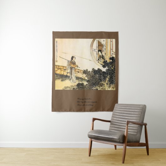 Japanische Dame im Vintagen Kunstdrucken von moong Wandteppich (Beispiel)