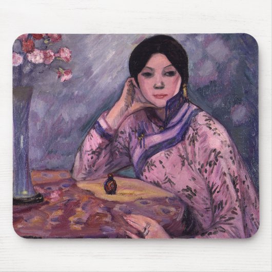 Japanische Dame mit einer Parfümflasche Mousepad (Vorne)