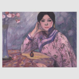 Japanische Dame mit einer Parfümflasche Seidenpapier