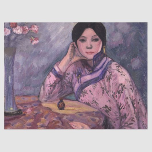 Japanische Dame mit einer Parfümflasche Seidenpapier (Vorderseite)