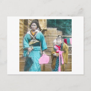 Japanische Dame und ihre Töchter Vintage Postkarte