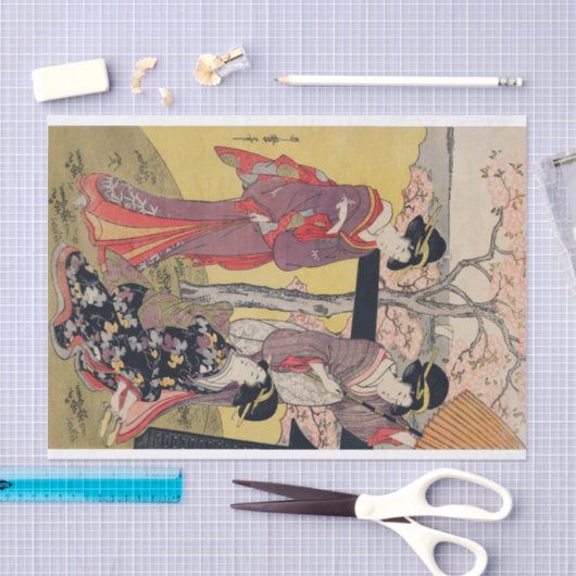 JAPANISCHE DAMEN MIT KIRSCHblüte Seidenpapier (Handwerk)