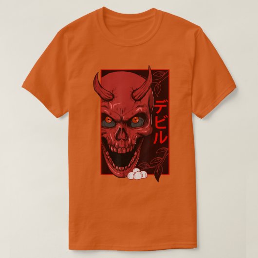 Japanische Dämonenkunst Gesicht Skull devil oni ha T-Shirt (Design vorne)