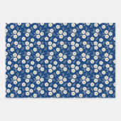 Japanische Dark Blue & Champagne Floral Pattern Geschenkpapier Set (Vorderseite)