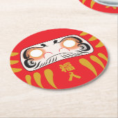 Japanische Daruma (Ja) Runder Pappuntersetzer (Angewinkelt)