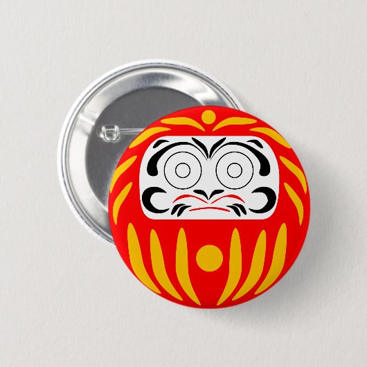 Japanische Daruma-Puppe Button (Vorne & Hinten)