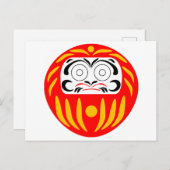 Japanische Daruma-Puppe Postkarte (Vorne/Hinten)