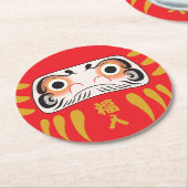 Japanische Daruma (Zwei Augen) Runder Pappuntersetzer (Angewinkelt)