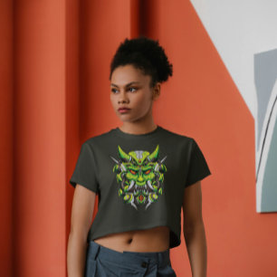 Japanische Demon Hannya Oni Mask Mecha Style T-Shirt