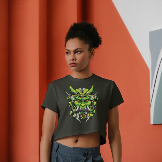 Japanische Demon Hannya Oni Mask Mecha Style T-Shirt