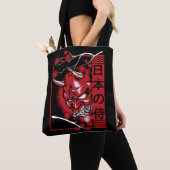 Japanische Demon Skull Minimalistische Teufelskuns Tasche (Von Nahem)